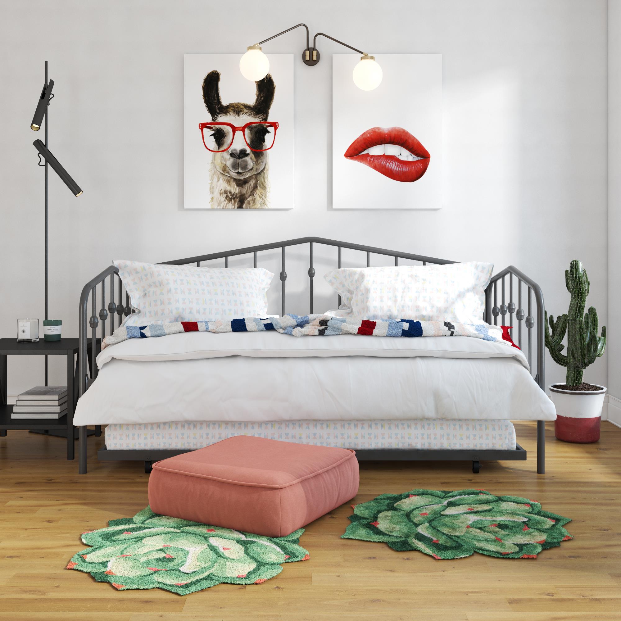 Novogratz Bushwick Metal Daybed & Trundle - Gray - Twin