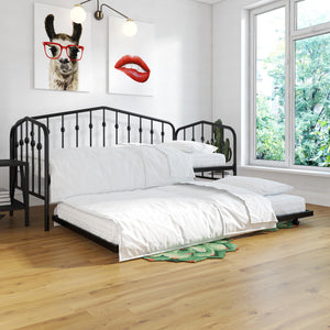 Novogratz Bushwick Metal Daybed & Trundle - Black - Twin