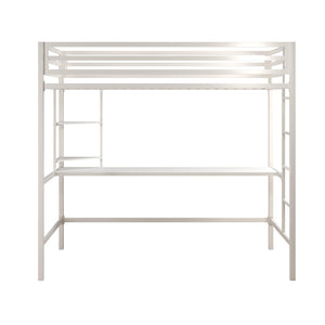 Novogratz Maxwell Metal Loft Bed with Desk & Shelves - White - Twin