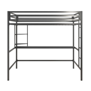 Novogratz Maxwell Metal Loft Bed with Desk & Shelves - Gray - Full