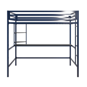 Novogratz Maxwell Metal Loft Bed with Desk & Shelves - Navy - Full
