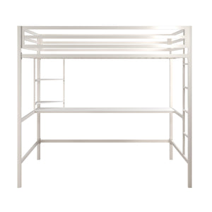 Novogratz Maxwell Metal Loft Bed with Desk & Shelves - White - Full