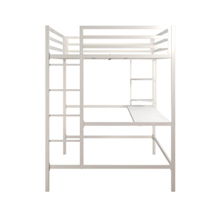 Novogratz Maxwell Metal Loft Bed with Desk & Shelves - White - Full