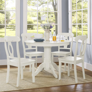 DHP Aubrey 5-Piece Traditional Pedestal Dining Set - White
