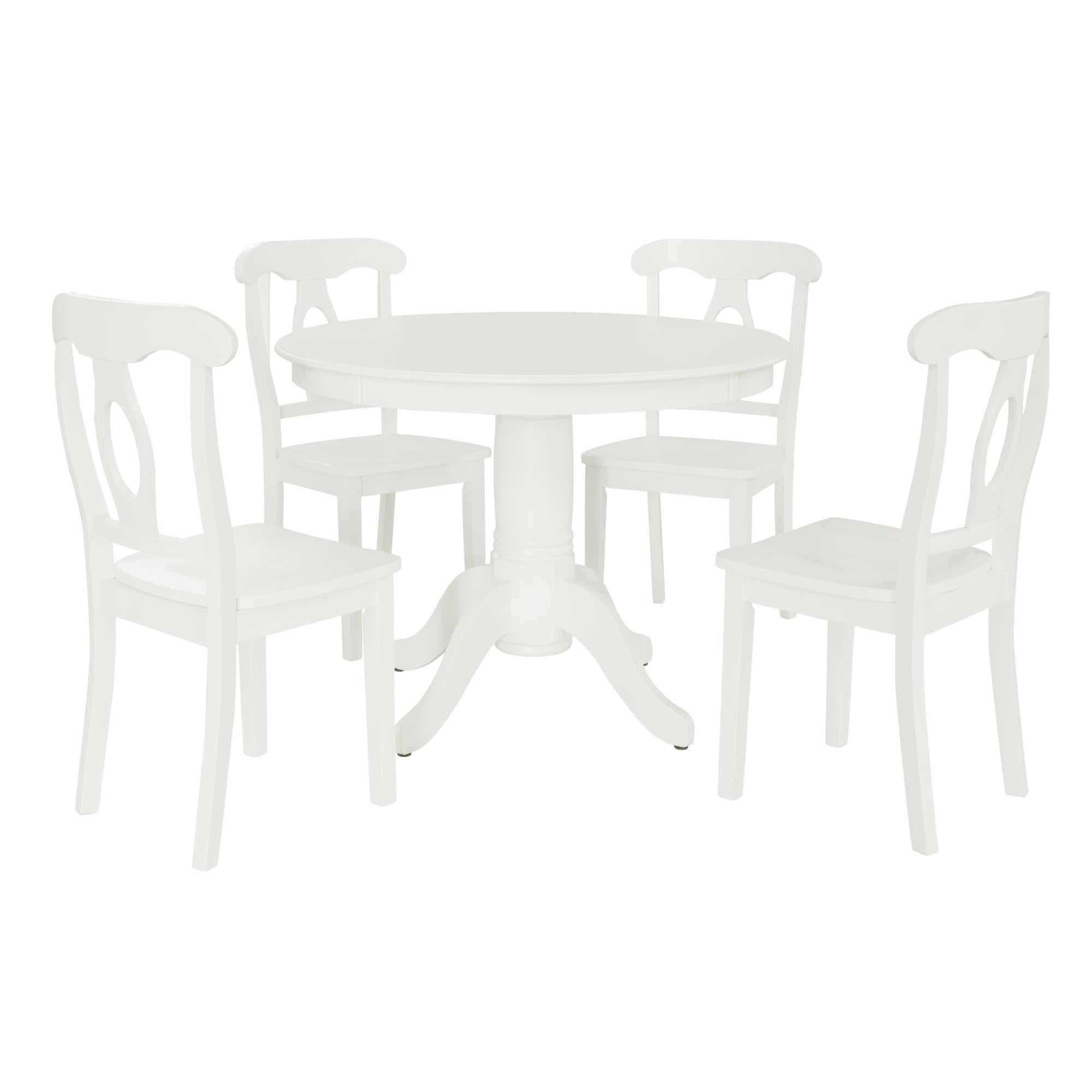 DHP Aubrey 5-Piece Traditional Pedestal Dining Set - White