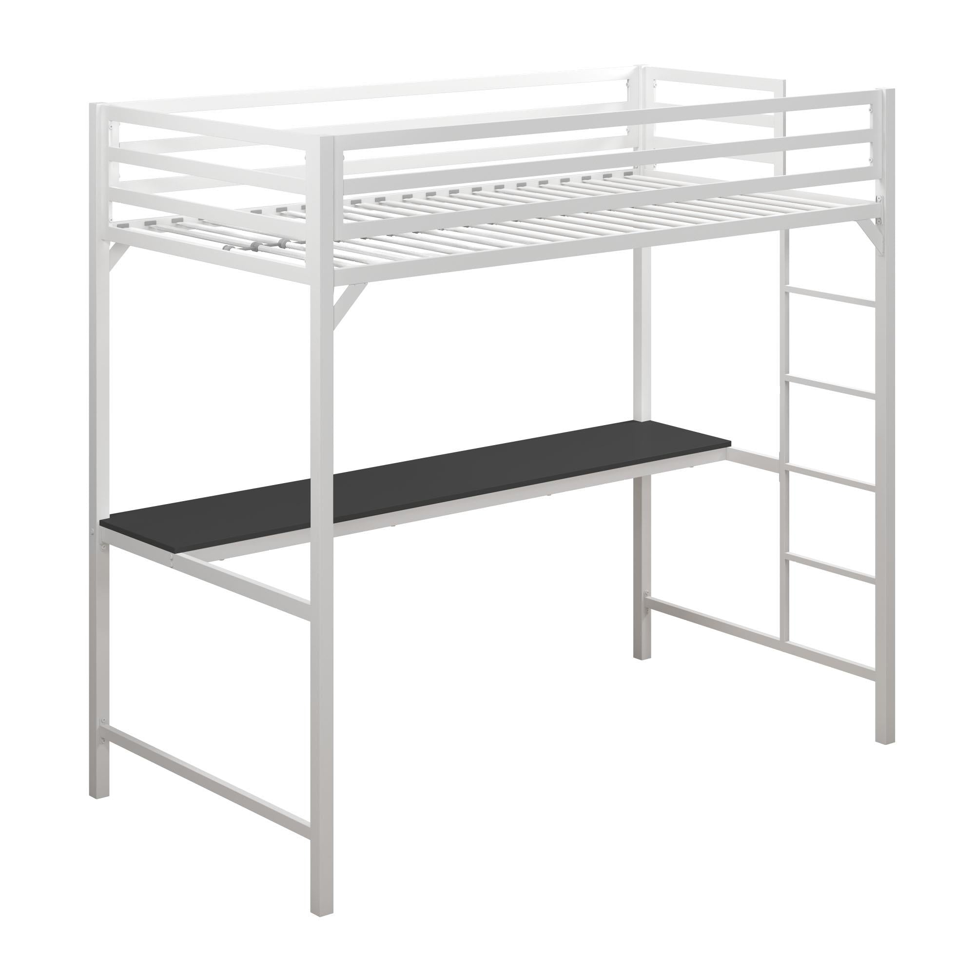 DHP Miles Kids' Loft Bed with Desk - White - Twin