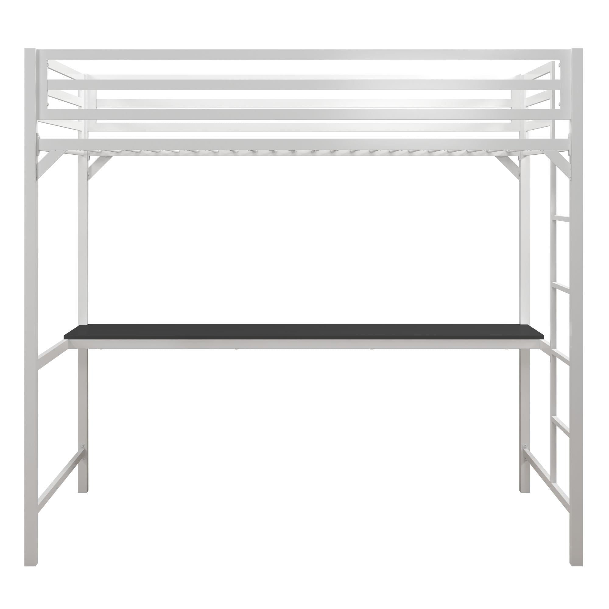 DHP Miles Kids' Loft Bed with Desk - White - Twin