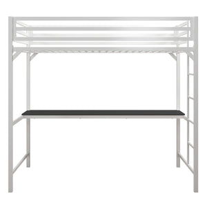 DHP Miles Kids' Loft Bed with Desk - White - Twin