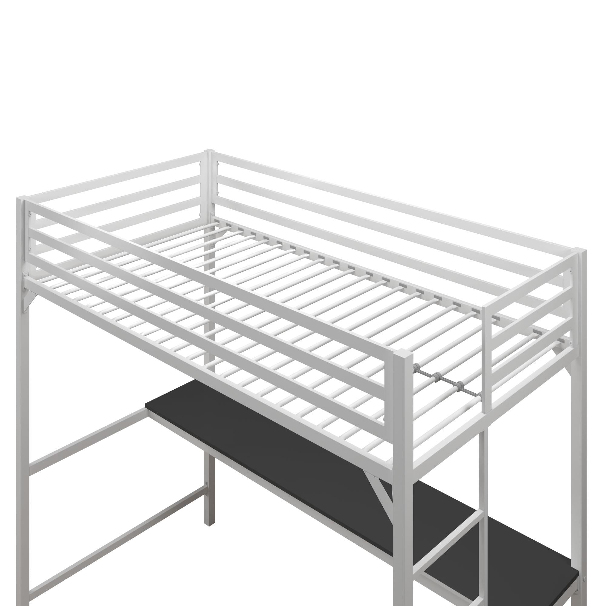DHP Miles Kids' Loft Bed with Desk - White - Twin