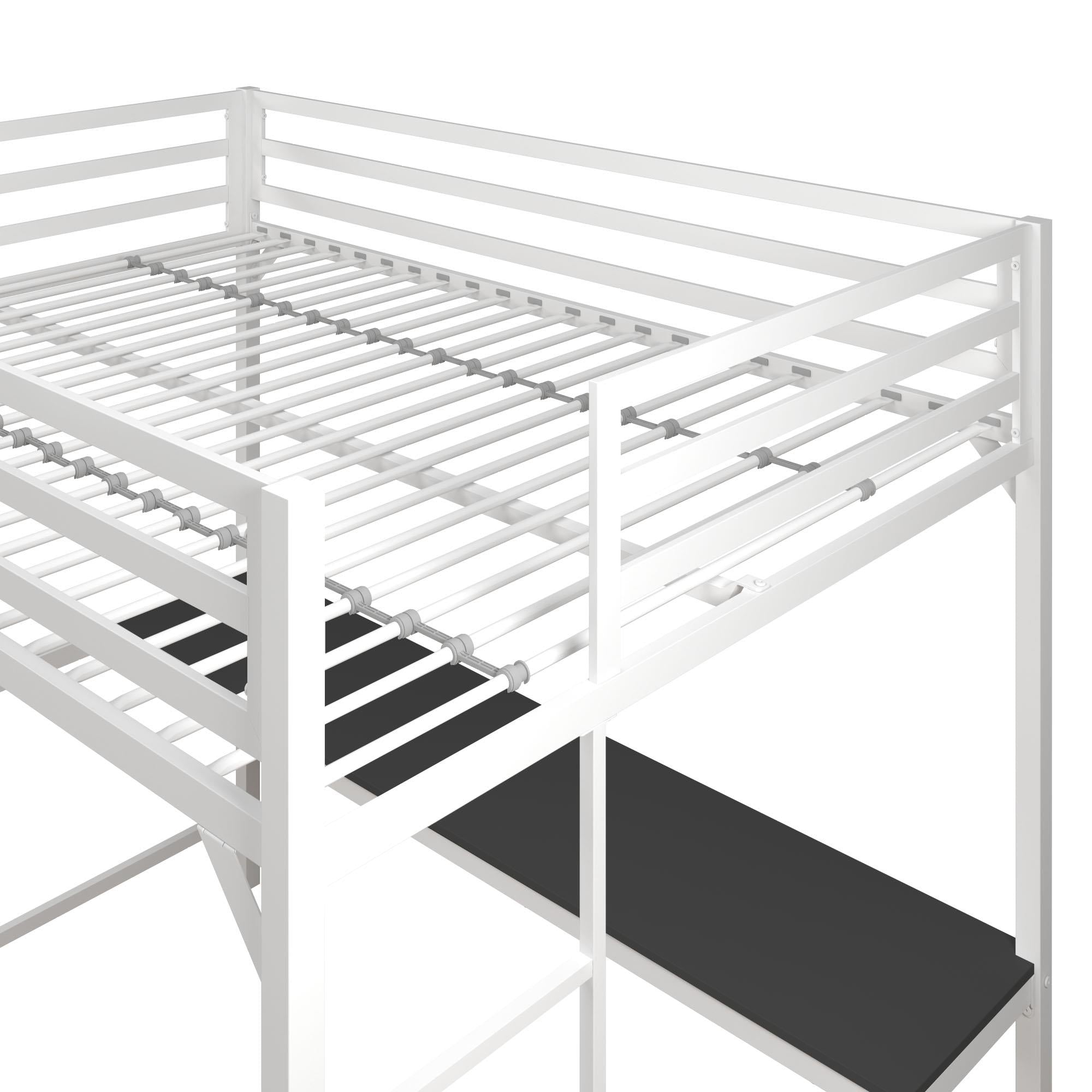 DHP Miles Kids' Loft Bed with Desk - White - Full