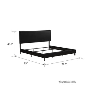 DHP Janford Upholstered Bed Frame - Black Faux Leather - King