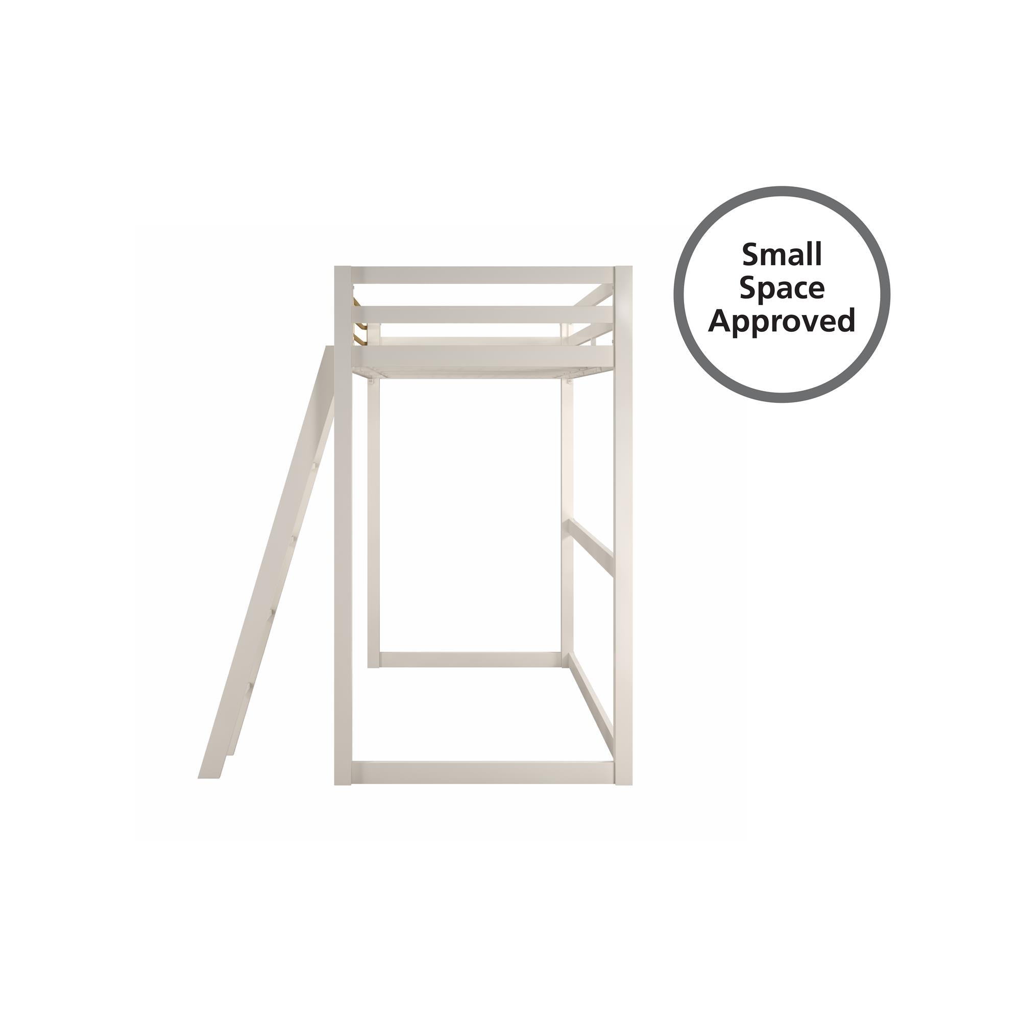Max & Finn Haven Twin Metal Loft Bed, White & Gold Bars - White - Twin
