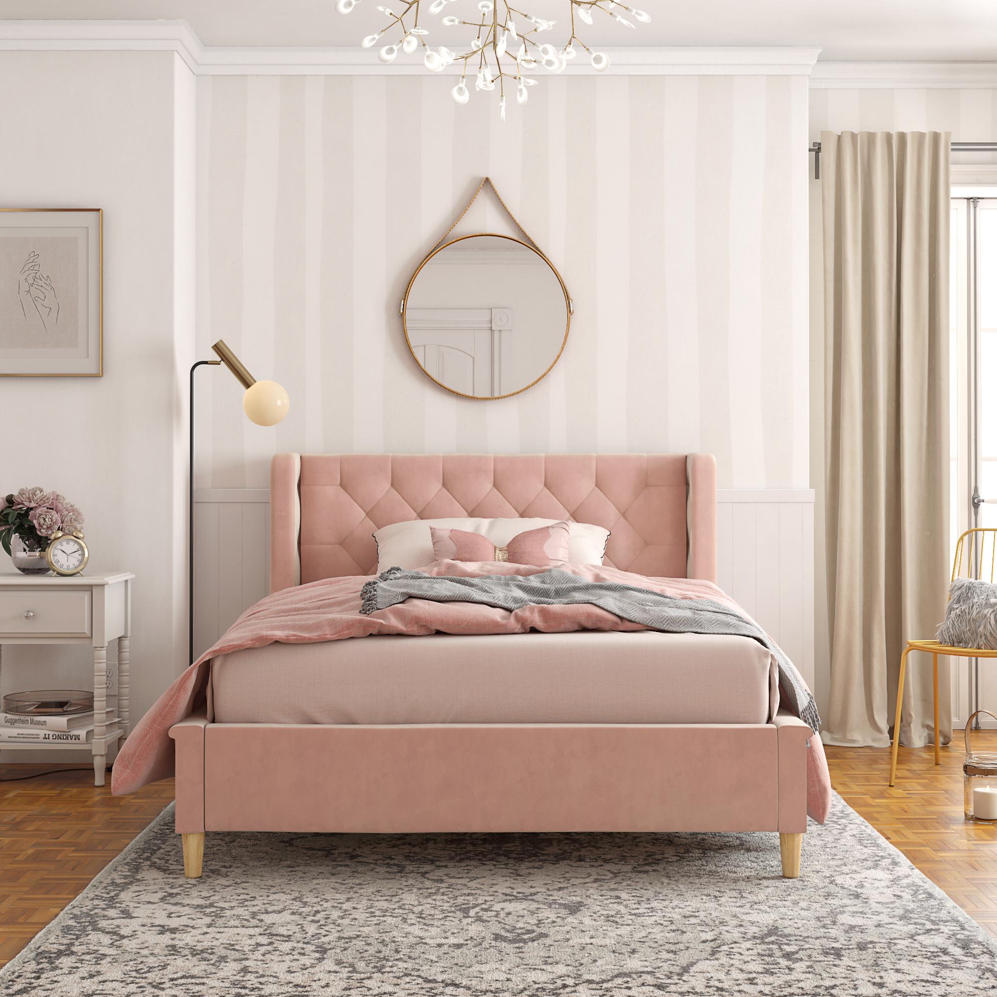 Max & Finn Ambrosia Upholstered Bed - Pink - Full