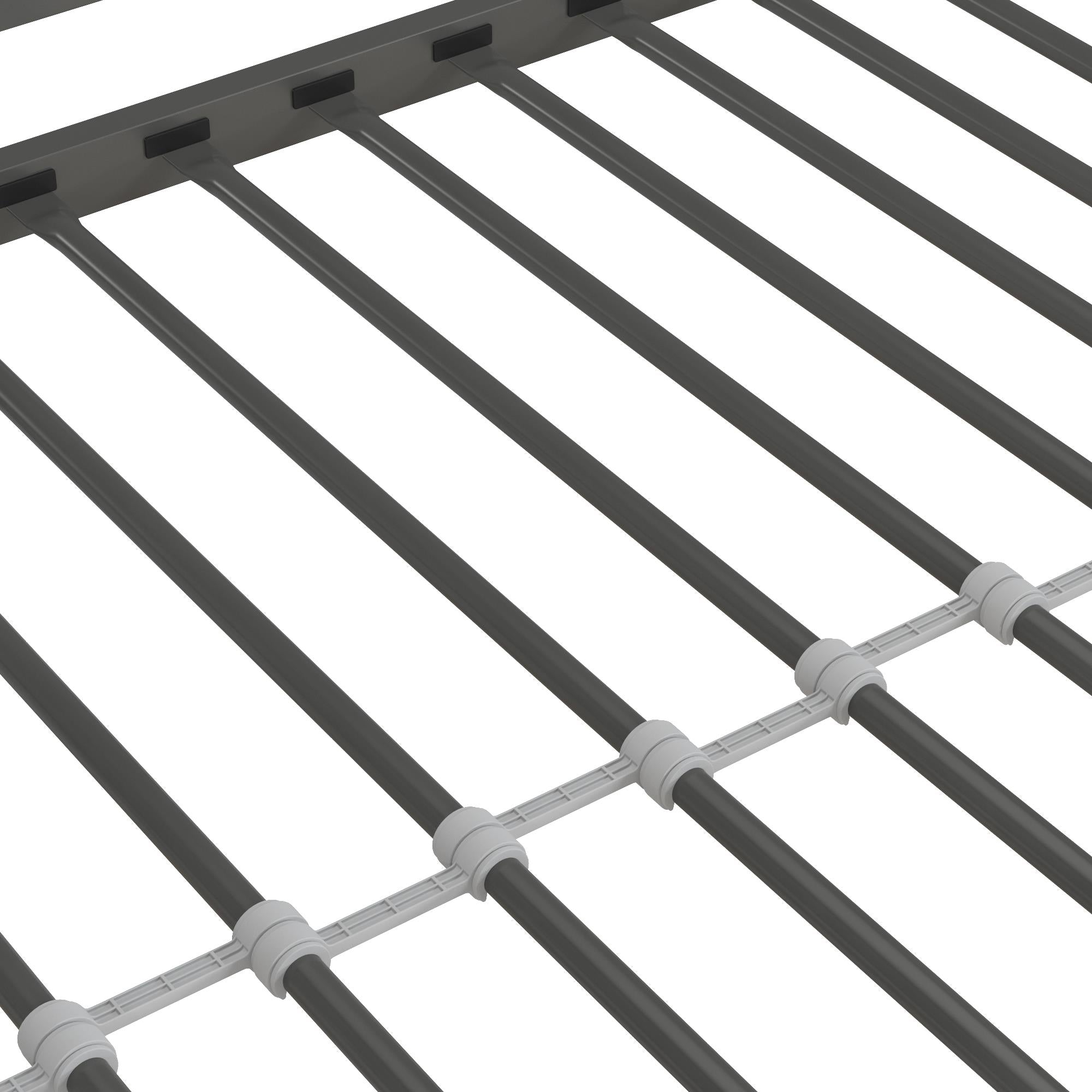 Max & Finn Nova Metal Loft Bed with Shelves - Gray - Twin