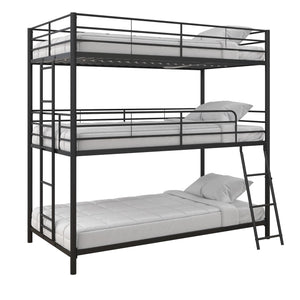 DHP Everleigh Triple Bunk Bed - Black - Twin/Twin/Twin