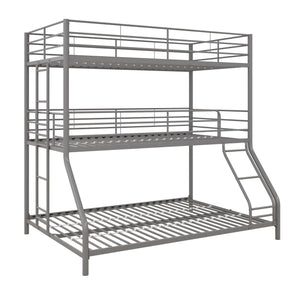 DHP Everleigh Triple Bunk Bed - Silver - Twin-Over-Full