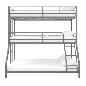 DHP Everleigh Triple Bunk Bed - Silver - Twin-Over-Full