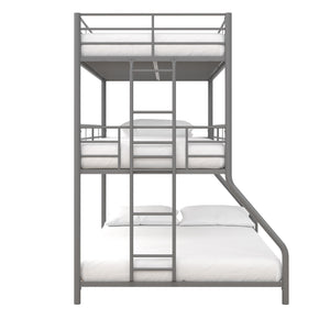 DHP Everleigh Triple Bunk Bed - Silver - Twin-Over-Full