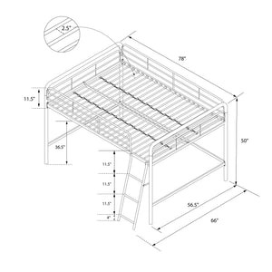 DHP Jett Kids' Low Loft Bed - Silver - Full