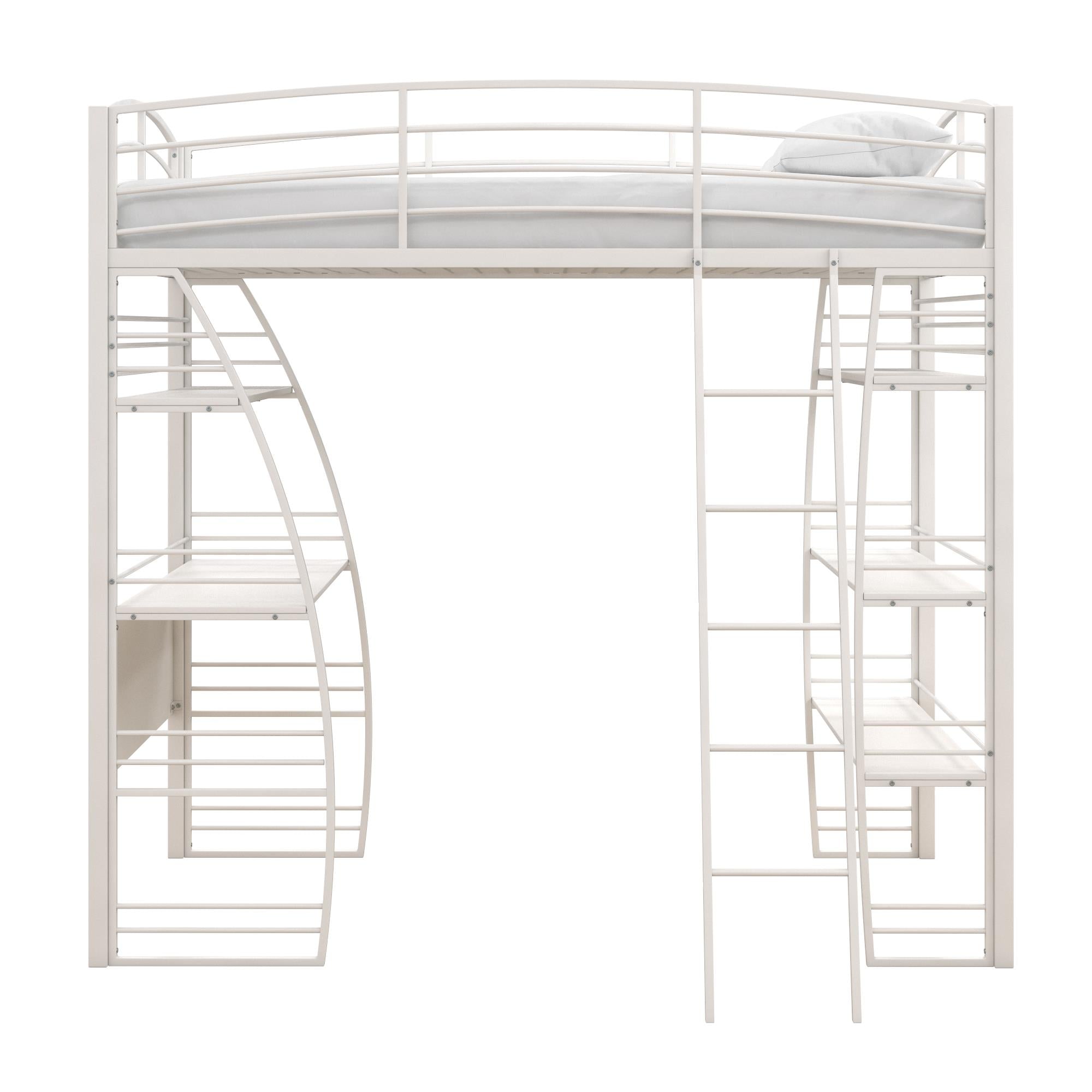 DHP Sage Studio Loft Bed with Desk and Shelves - White - Twin