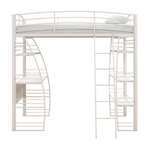 DHP Sage Studio Loft Bed with Desk and Shelves - White - Twin