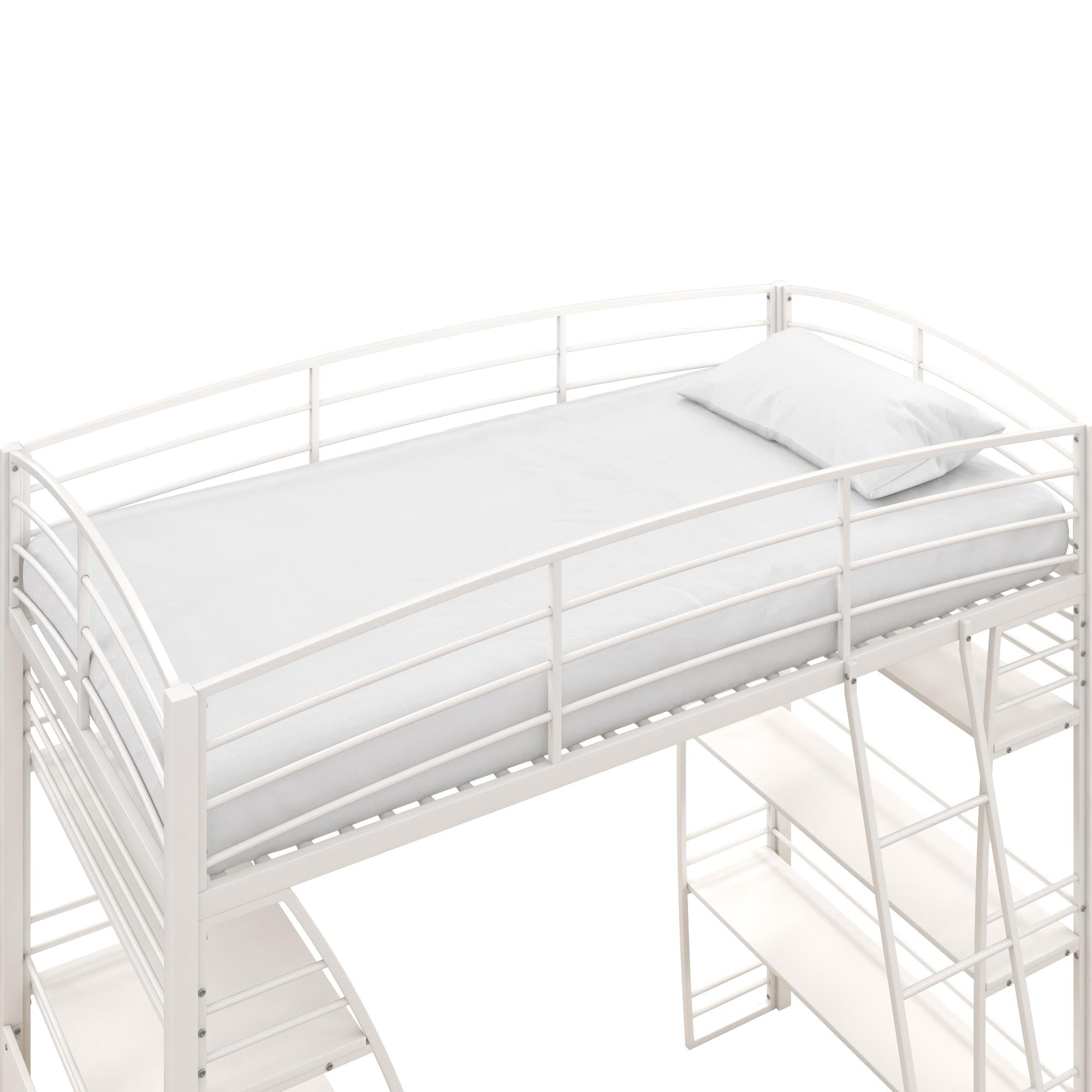 DHP Sage Studio Loft Bed with Desk and Shelves - White - Twin