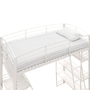 DHP Sage Studio Loft Bed with Desk and Shelves - White - Twin