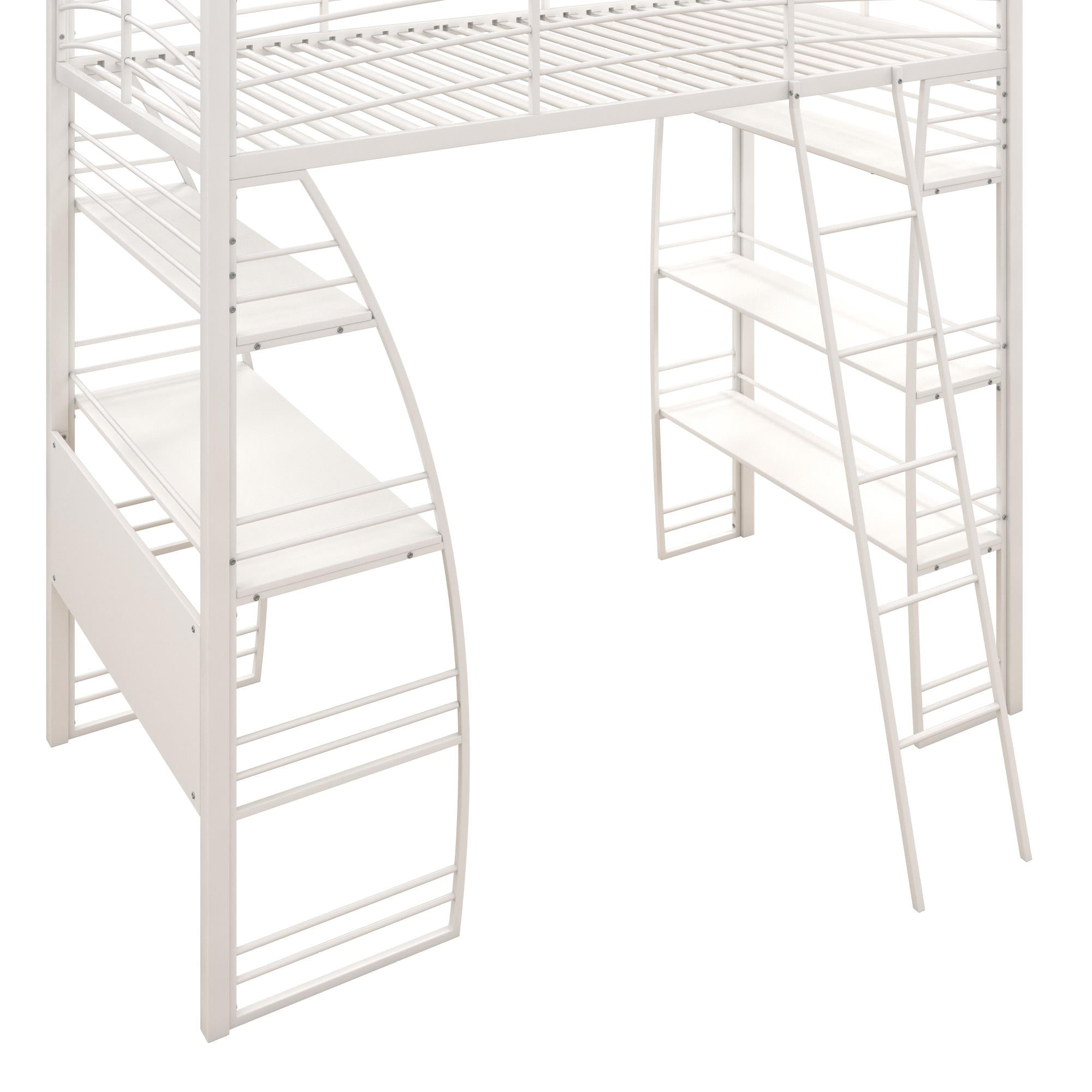 DHP Sage Studio Loft Bed with Desk and Shelves - White - Twin