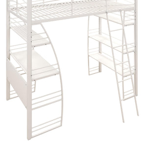 DHP Sage Studio Loft Bed with Desk and Shelves - White - Twin