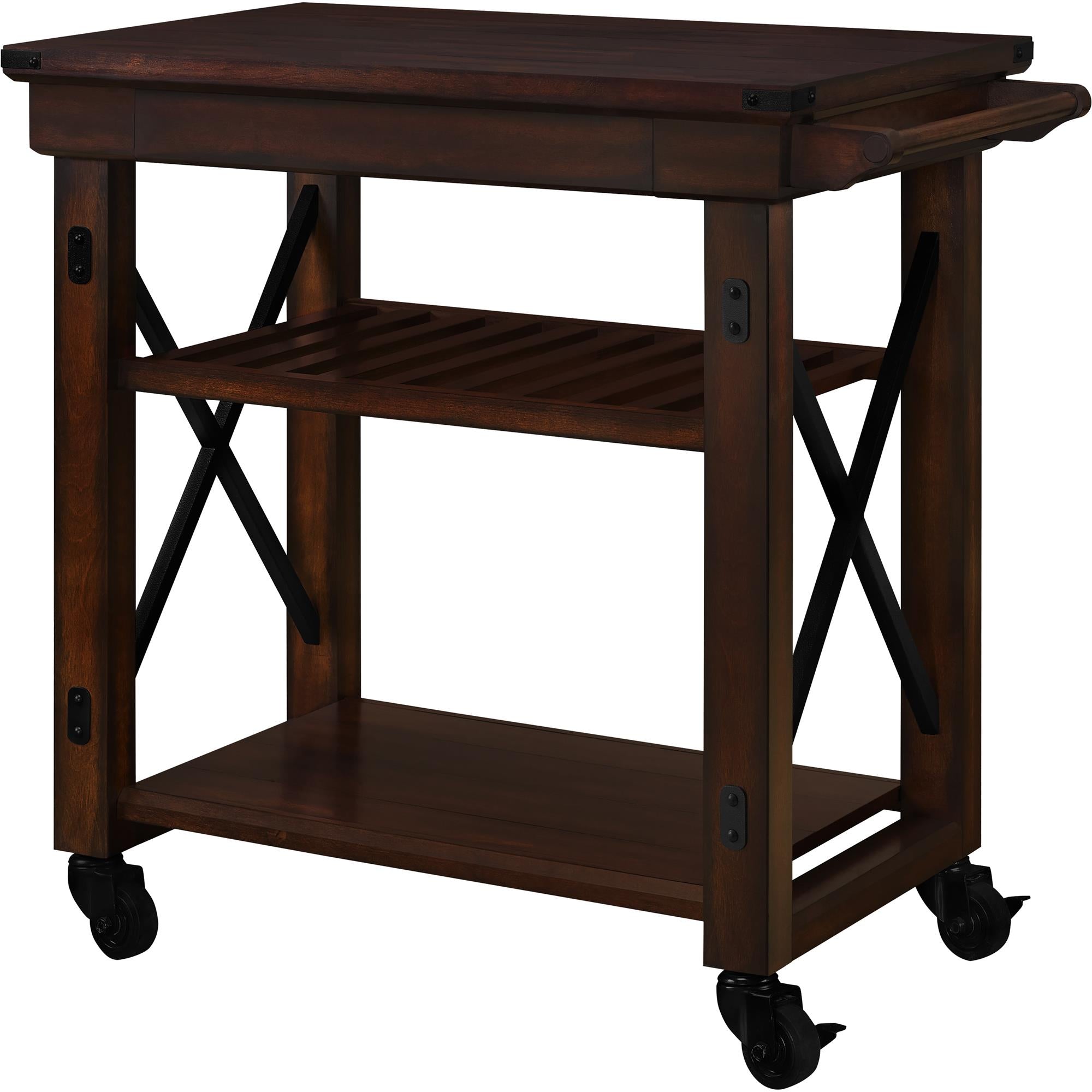 Ameriwood Home Wildwood Wood Veneer Multi-Purpose Rolling Cart - Espresso