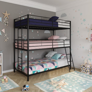 DHP Everleigh Triple Bunk Bed - Black - Twin/Twin/Twin