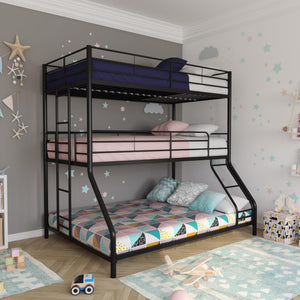 DHP Everleigh Triple Bunk Bed - Black - Twin-Over-Full