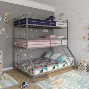 DHP Everleigh Triple Bunk Bed - Silver - Twin-Over-Full