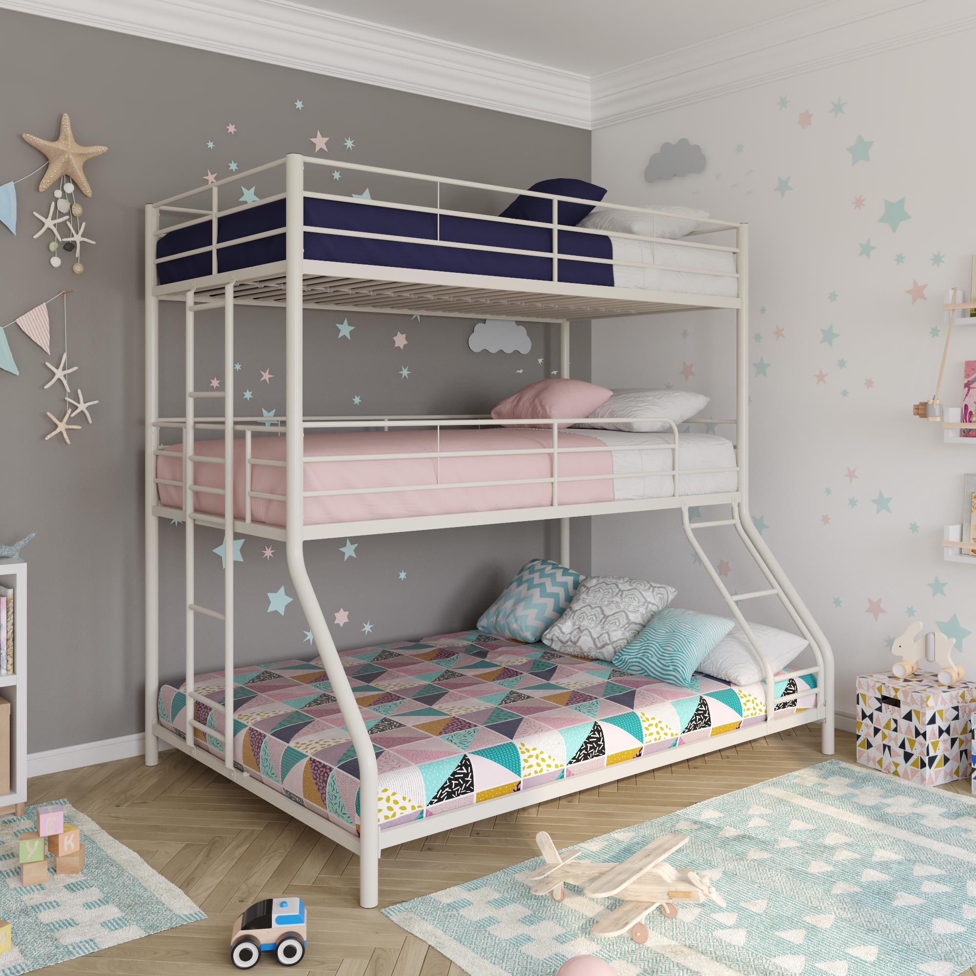 DHP Everleigh Triple Bunk Bed - White - Twin-Over-Full