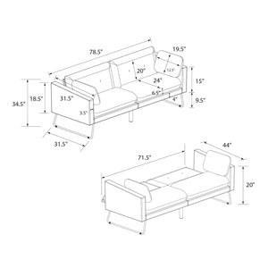 Mr. Kate Neely Futon with Bolster Pillows - Mustard