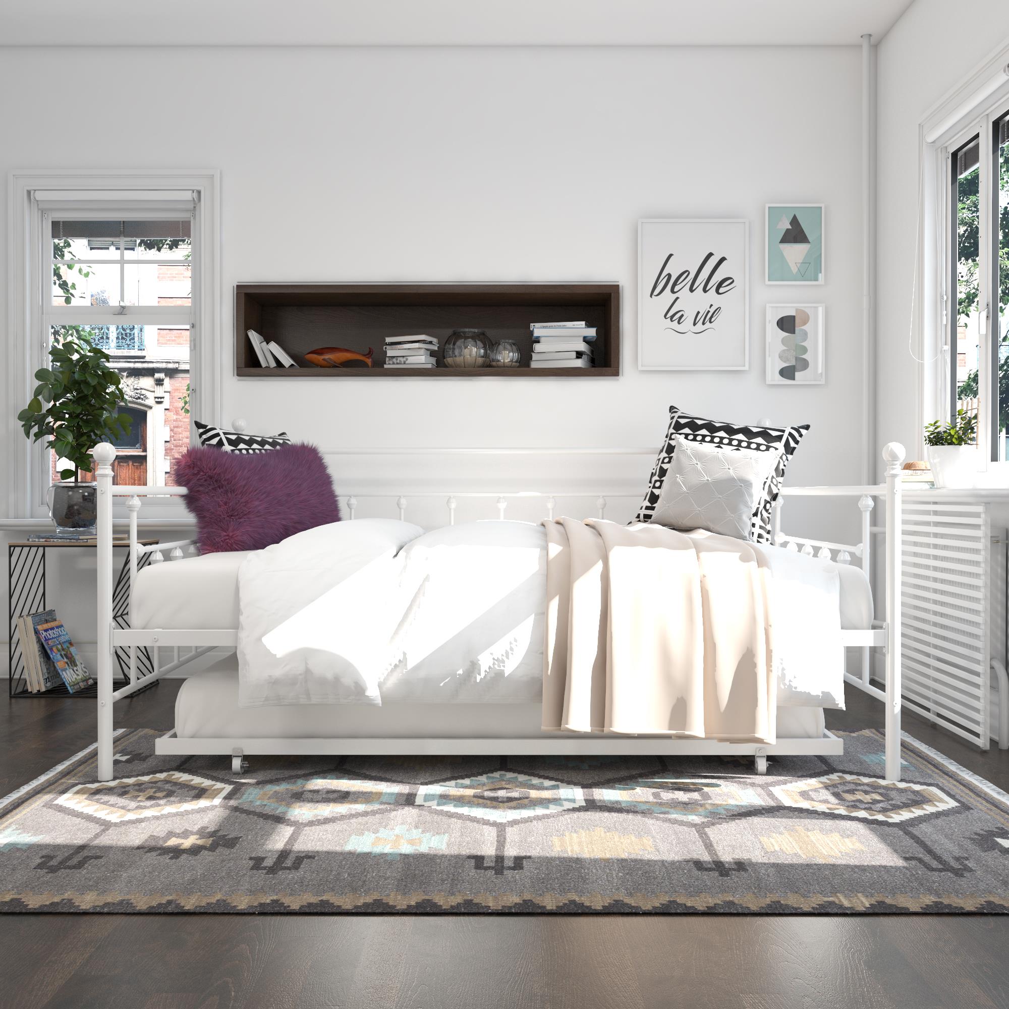 DHP Manila Metal Daybed with Trundle - White - Queen