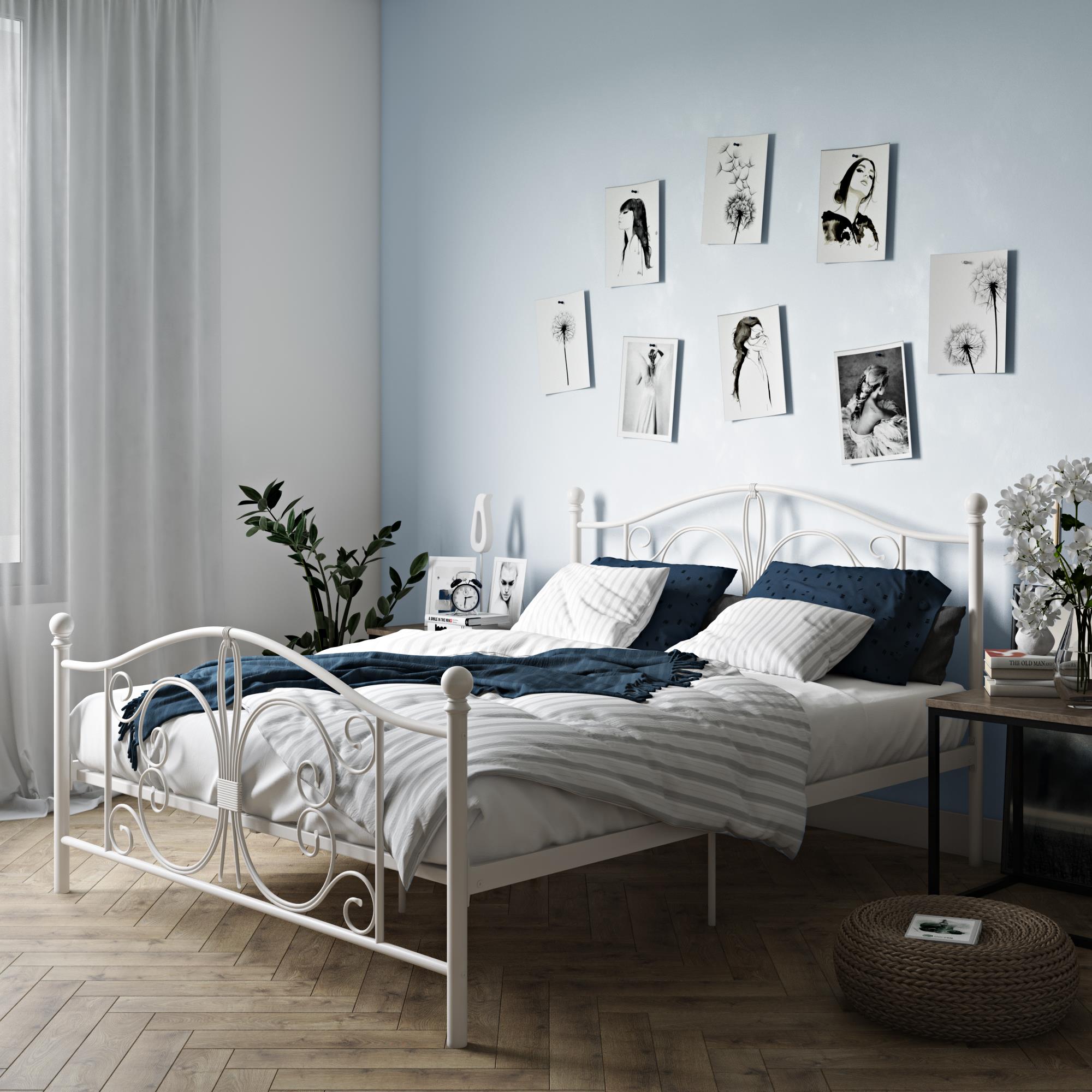 DHP Bombay Metal Bed Frame - White - Full