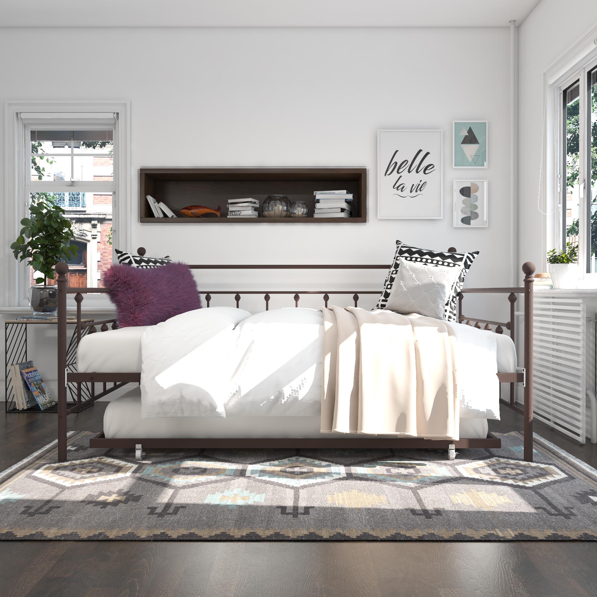 DHP Manila Metal Daybed with Trundle - Bronze - Queen