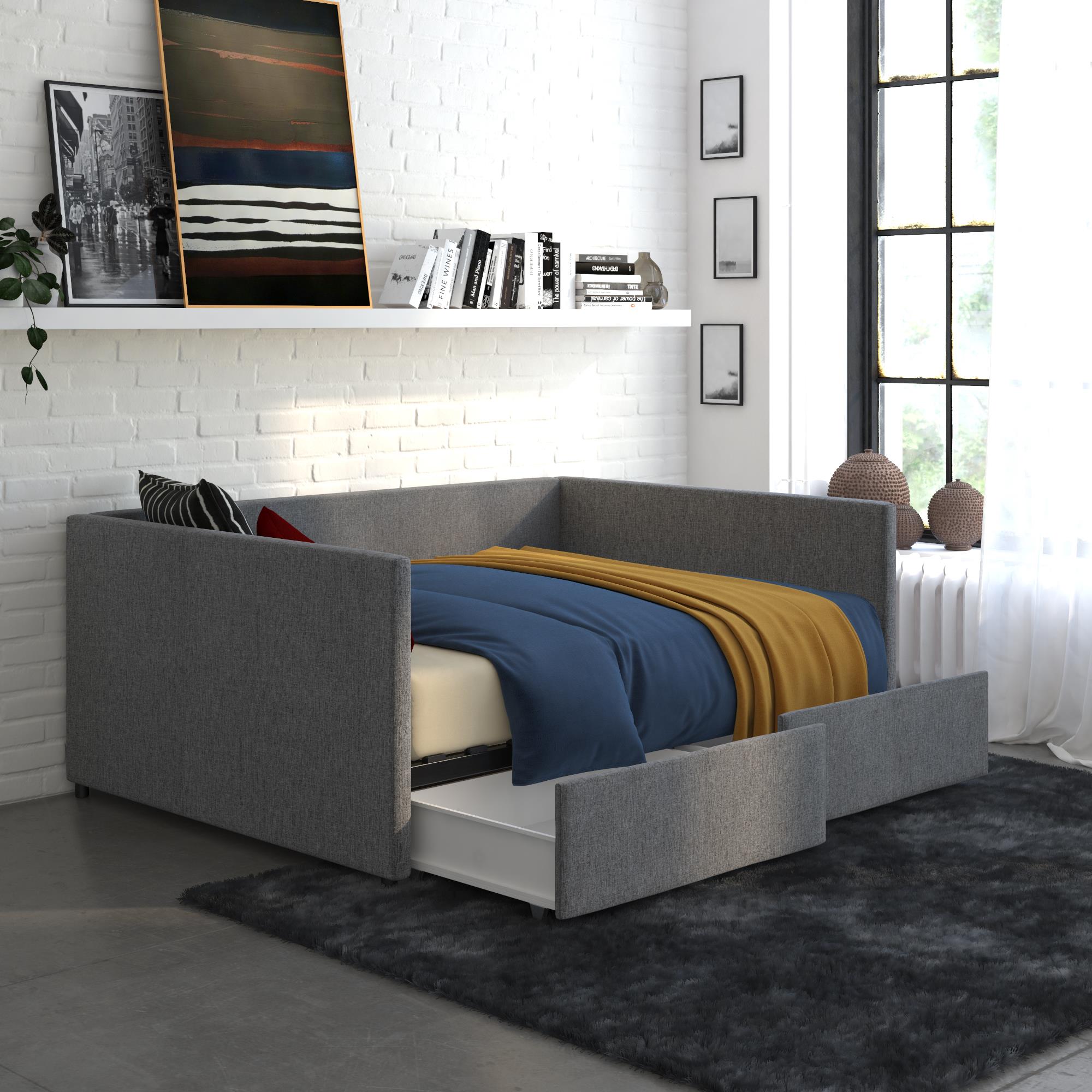 DHP Daybed with Storage - Grey Linen - Full