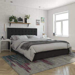 CosmoLiving Elizabeth Upholstered Bed with Storage - Black - Queen