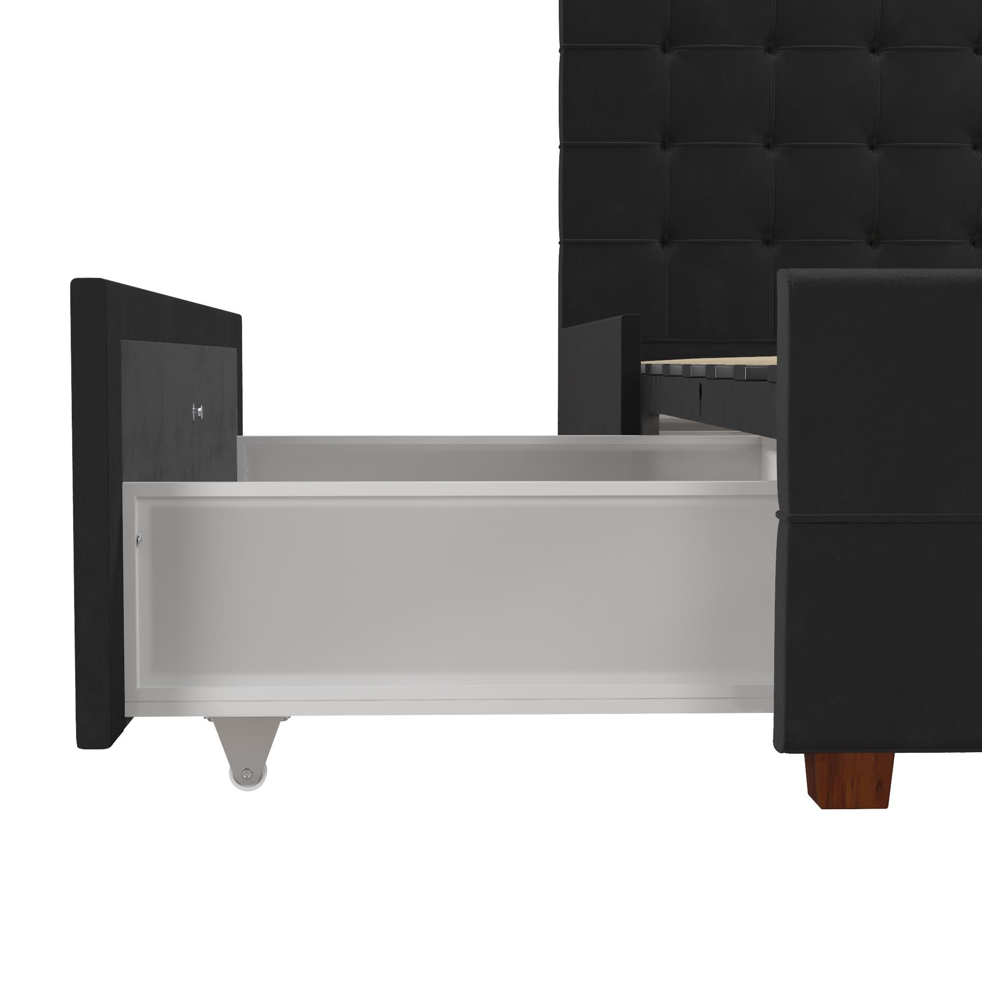 CosmoLiving Elizabeth Upholstered Bed with Storage - Black - Queen