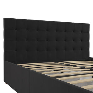 CosmoLiving Elizabeth Upholstered Bed with Storage - Black - Queen