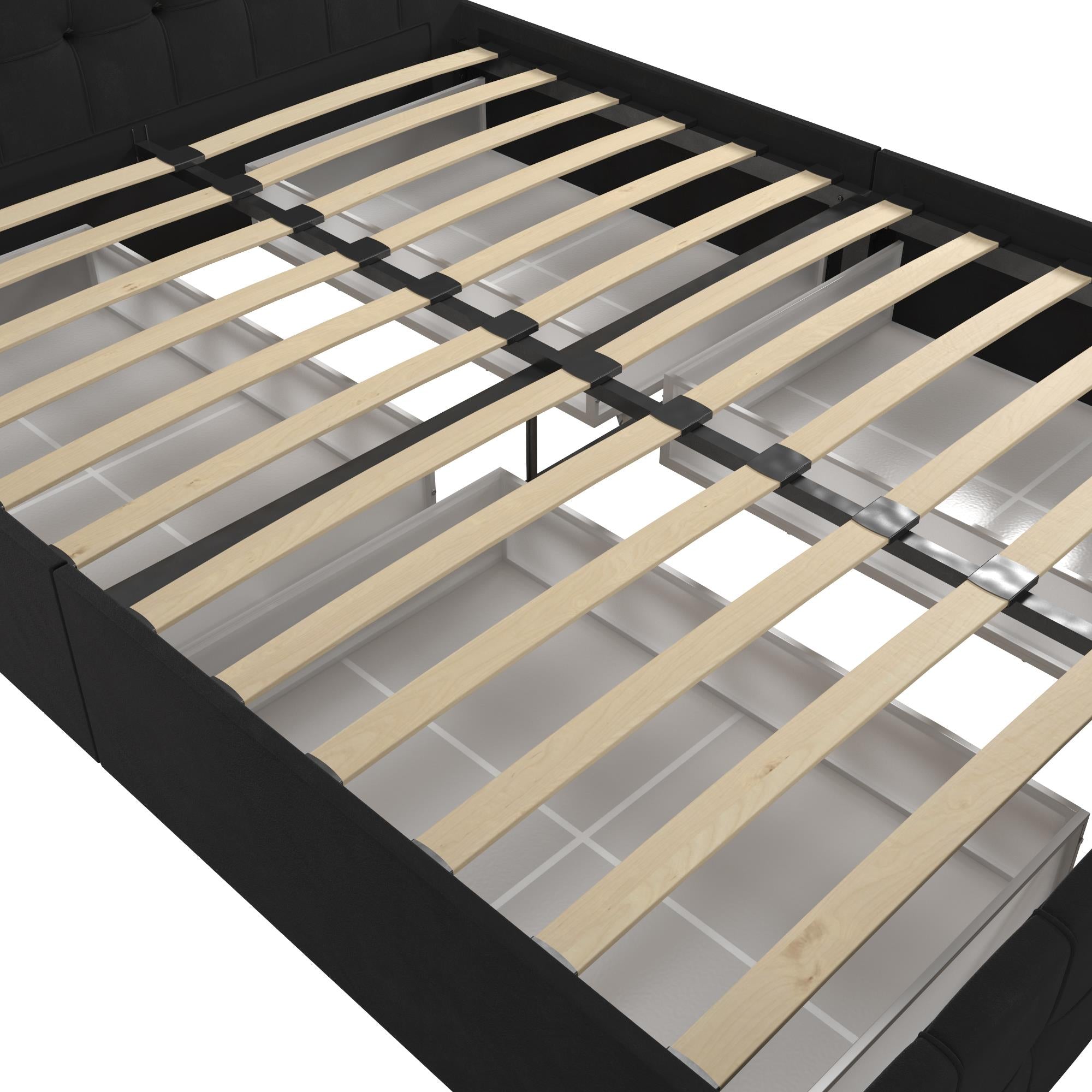 CosmoLiving Elizabeth Upholstered Bed with Storage - Black - Queen