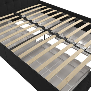 CosmoLiving Elizabeth Upholstered Bed with Storage - Black - Queen