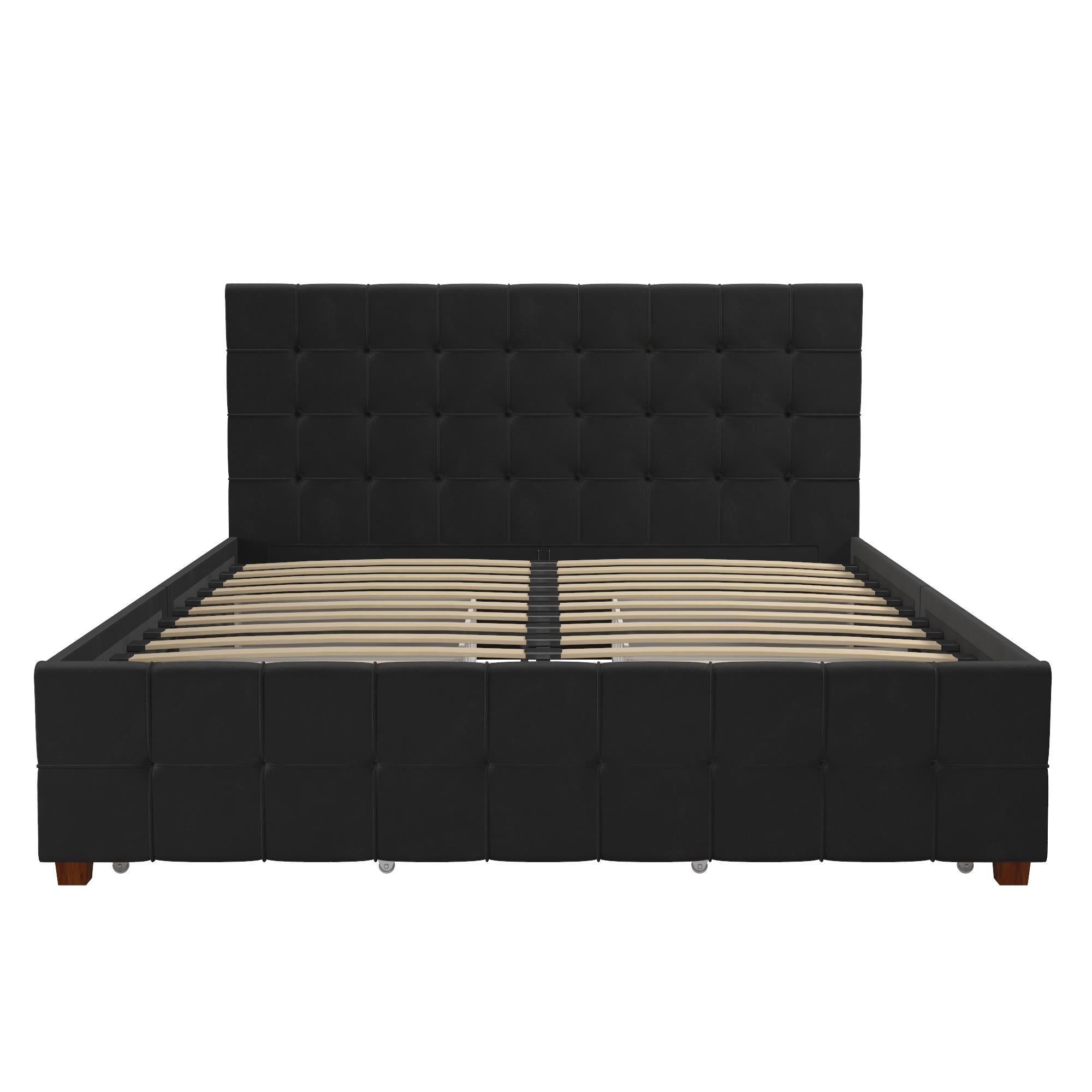 CosmoLiving Elizabeth Upholstered Bed with Storage - Black - Queen