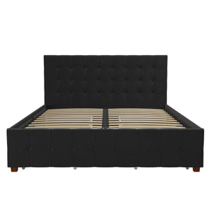 CosmoLiving Elizabeth Upholstered Bed with Storage - Black - Queen