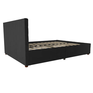 CosmoLiving Elizabeth Upholstered Bed with Storage - Black - Queen