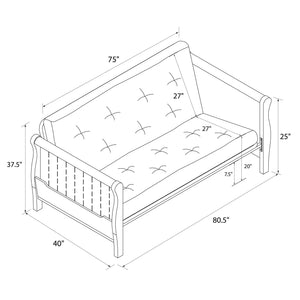 DHP Futon Set with Wood Frame and 8" Polyester Mattress - Gray