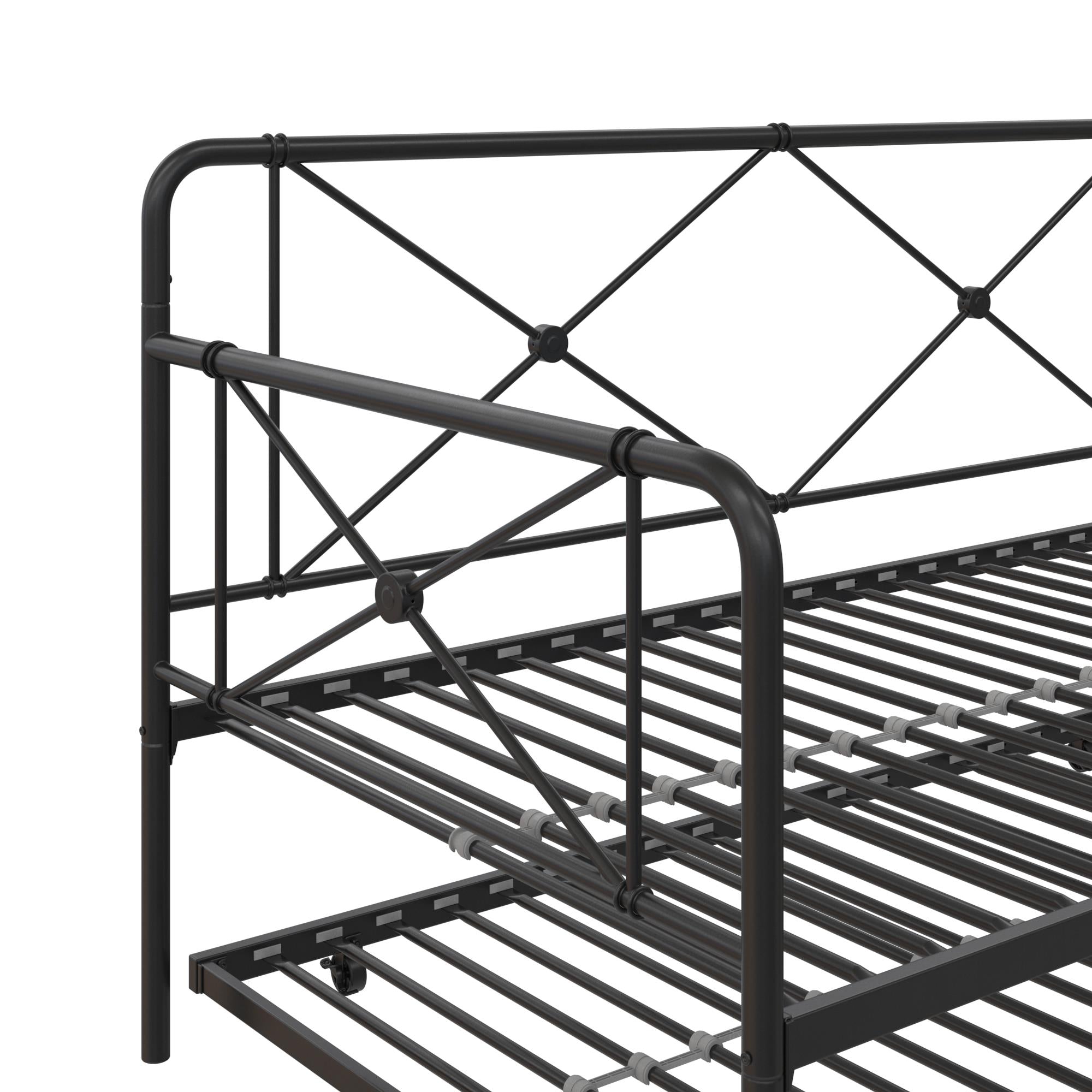 RealRooms Ally Metal Farmhouse Daybed with Trundle - Black - Twin