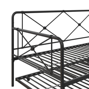 RealRooms Ally Metal Farmhouse Daybed with Trundle - Black - Twin